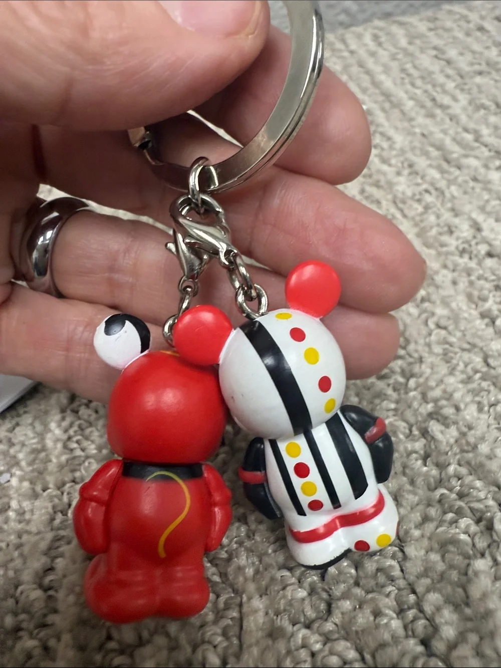 Disney Red & White Mickey-Inspired Keychain Pair